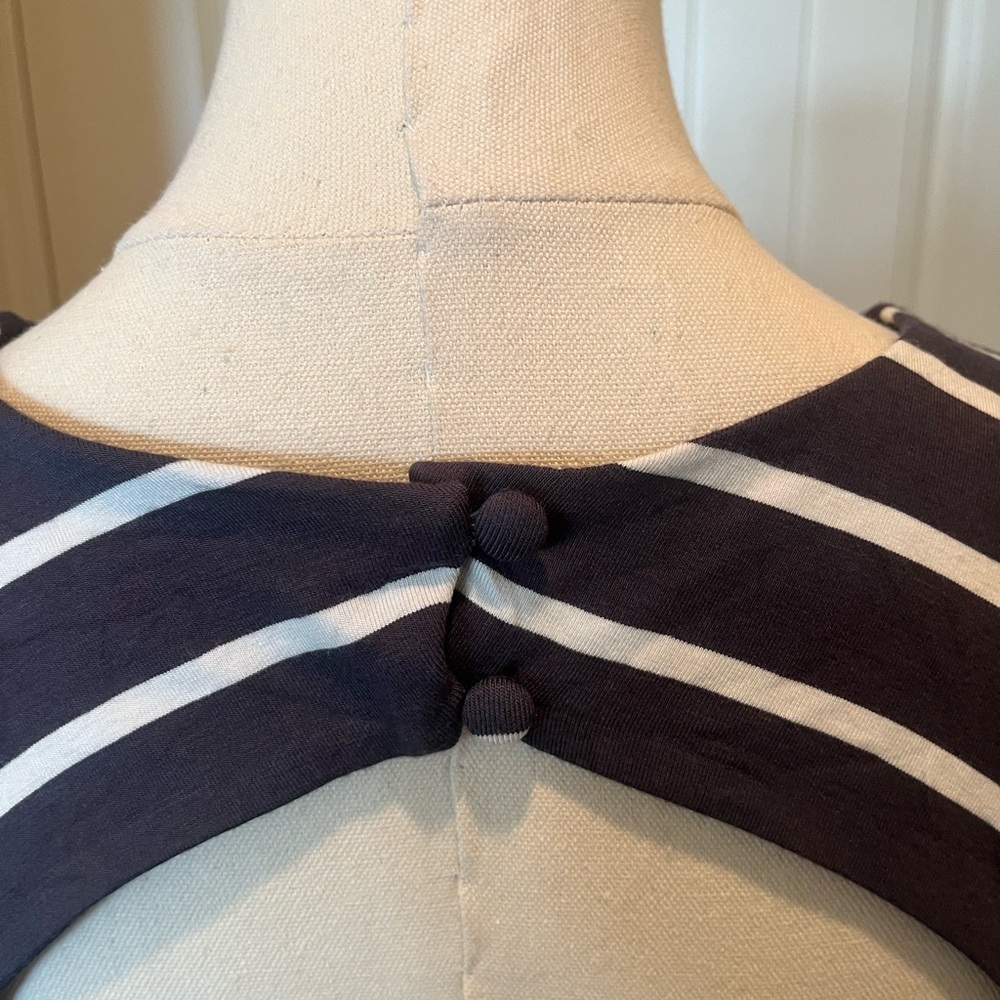 LOFT Navy and White Midi Dress - Picture 4 of 5